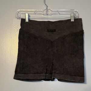 Women's Black Ribbed Bike Shorts